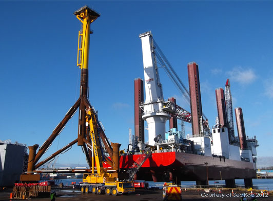 Rock socket grouting for Narec's Offshore Anemometry Hub (2013)